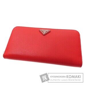 Prada logo plate long Wallet leather